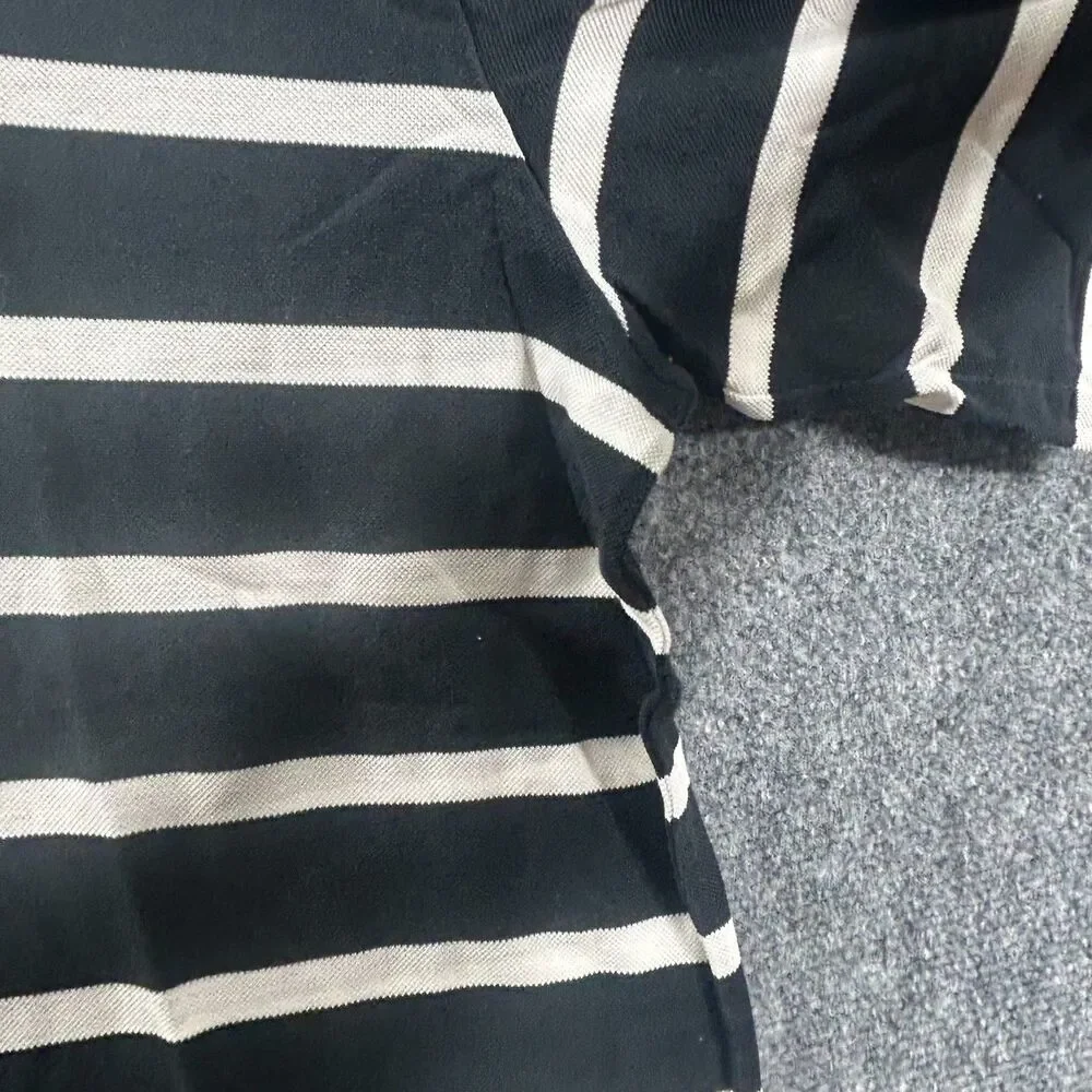 POLO GOLF Ralph Lauren Embroidery White‎ Pony Black and White Stripe Large EUC